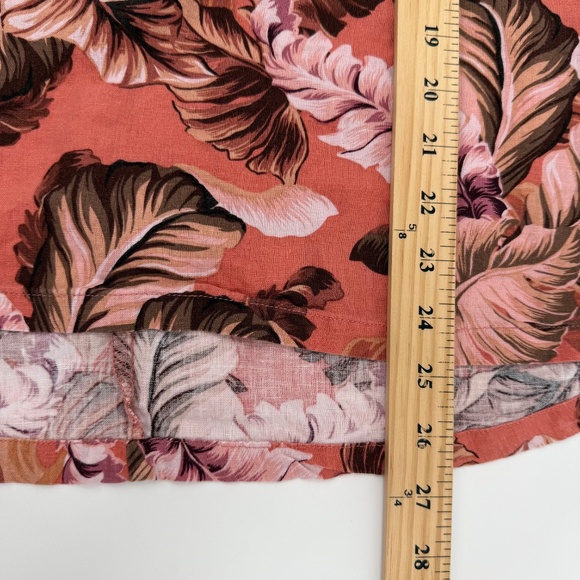 Rockmans Top Women 16 Pink Hawaiian Tropical Linen Blend V Neck Bell Sleeves - Picture 11 of 12